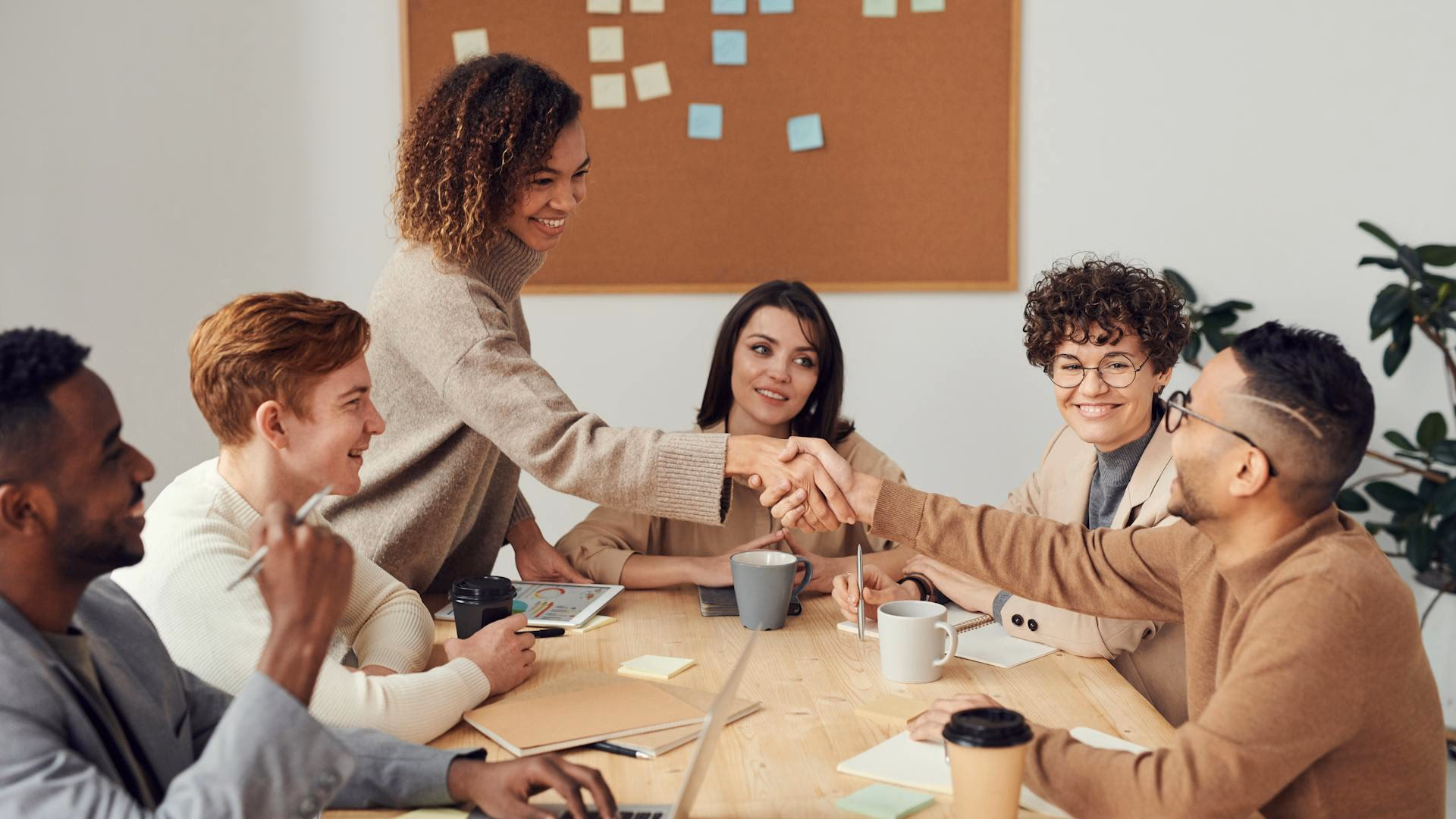 Professional executive team meeting in contemporary office